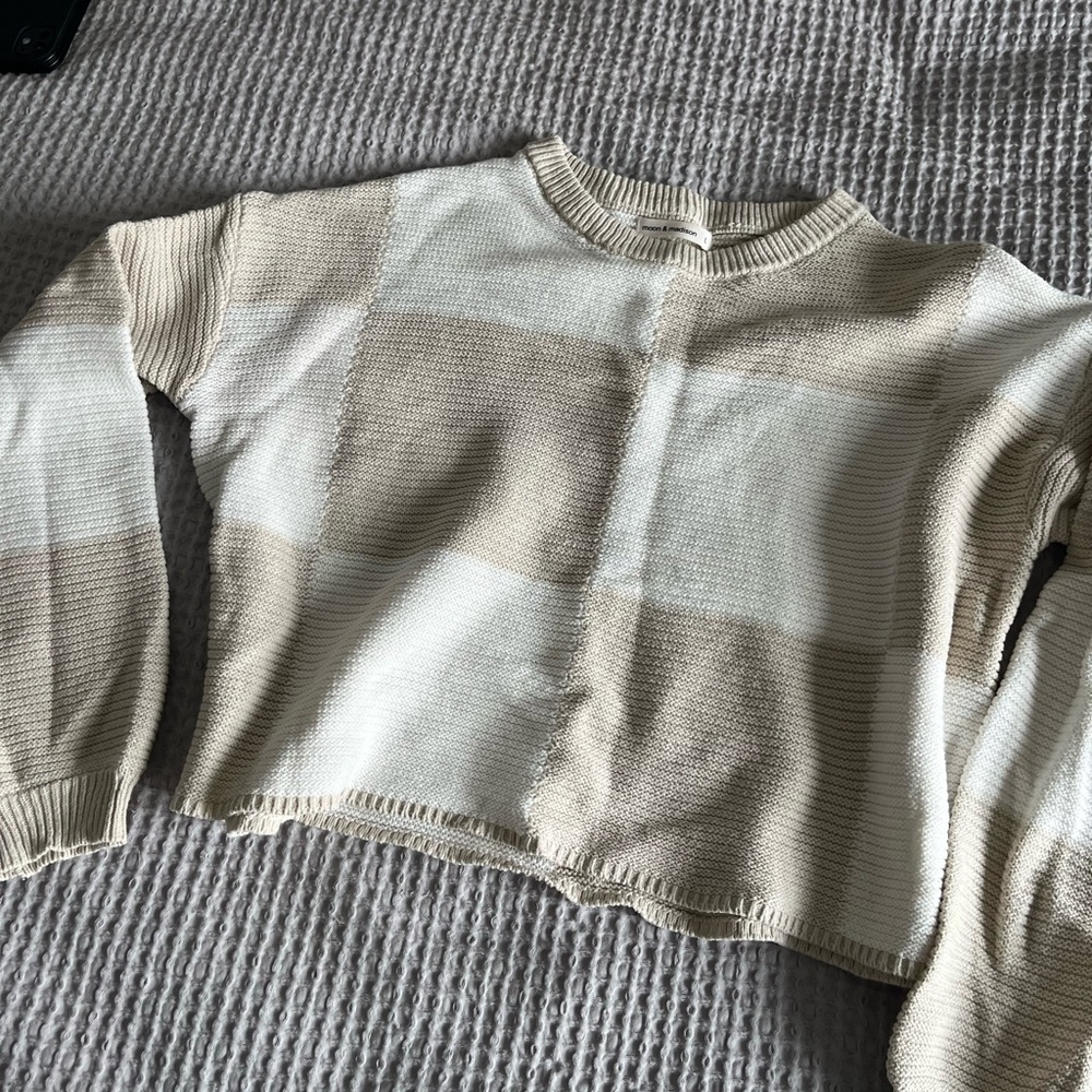 Beige and Cream Knit Sweater